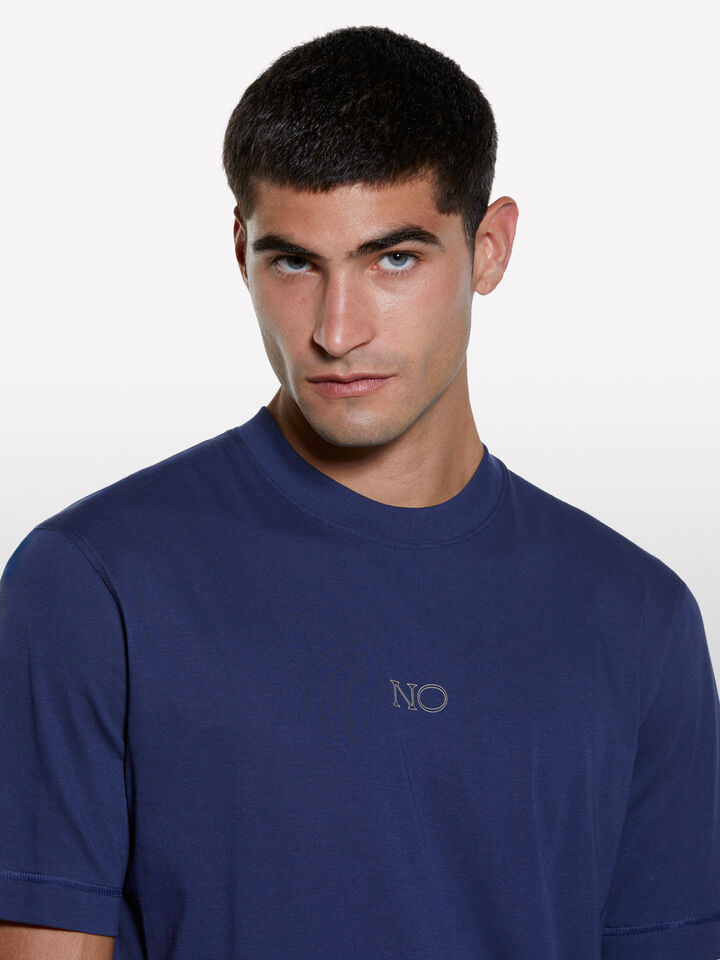 Dark blue t-shirt with print - men's short sleeve t-shirts - Blue | Sisley image number 4